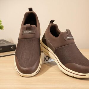 mens-brown-mesh-knit-slip-on-casual-sneakers