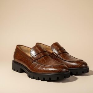 mens-brown-crocodile-embossed-loafers-with-lug-sole