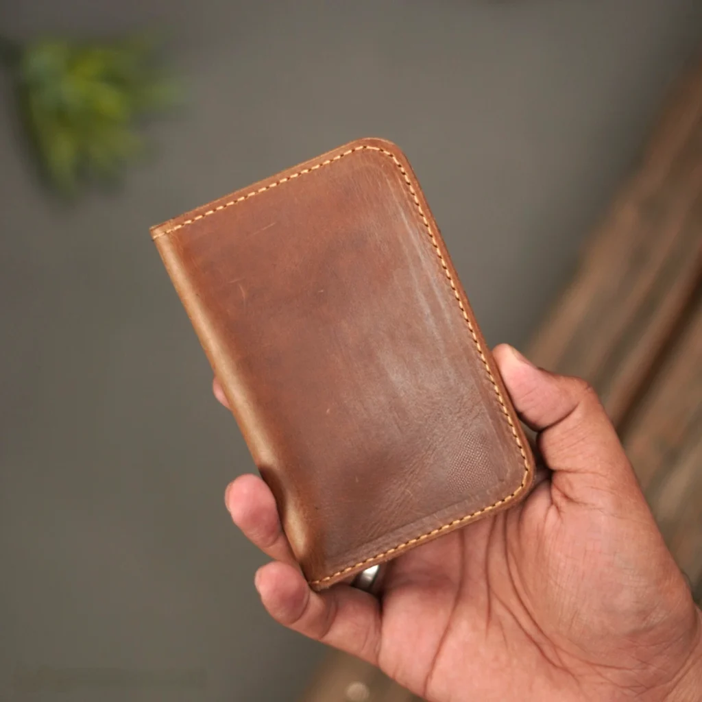 Genuine Handmade Full Grain Pure Leather Bifold Vertical Wallet for Men, Slim