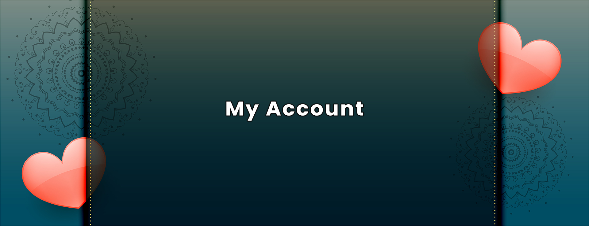 Account page with heart decorations